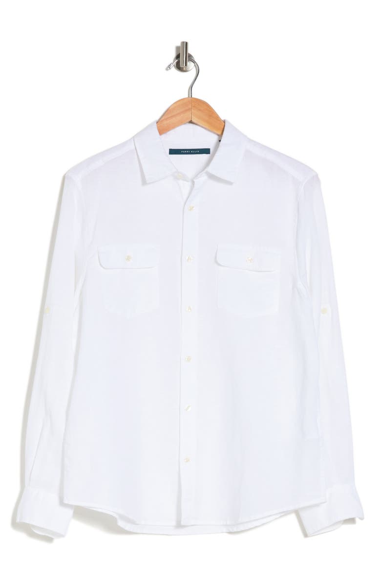 Perry Ellis Double Pocket Roll Sleeve Dress Shirt, Alternate, color, 