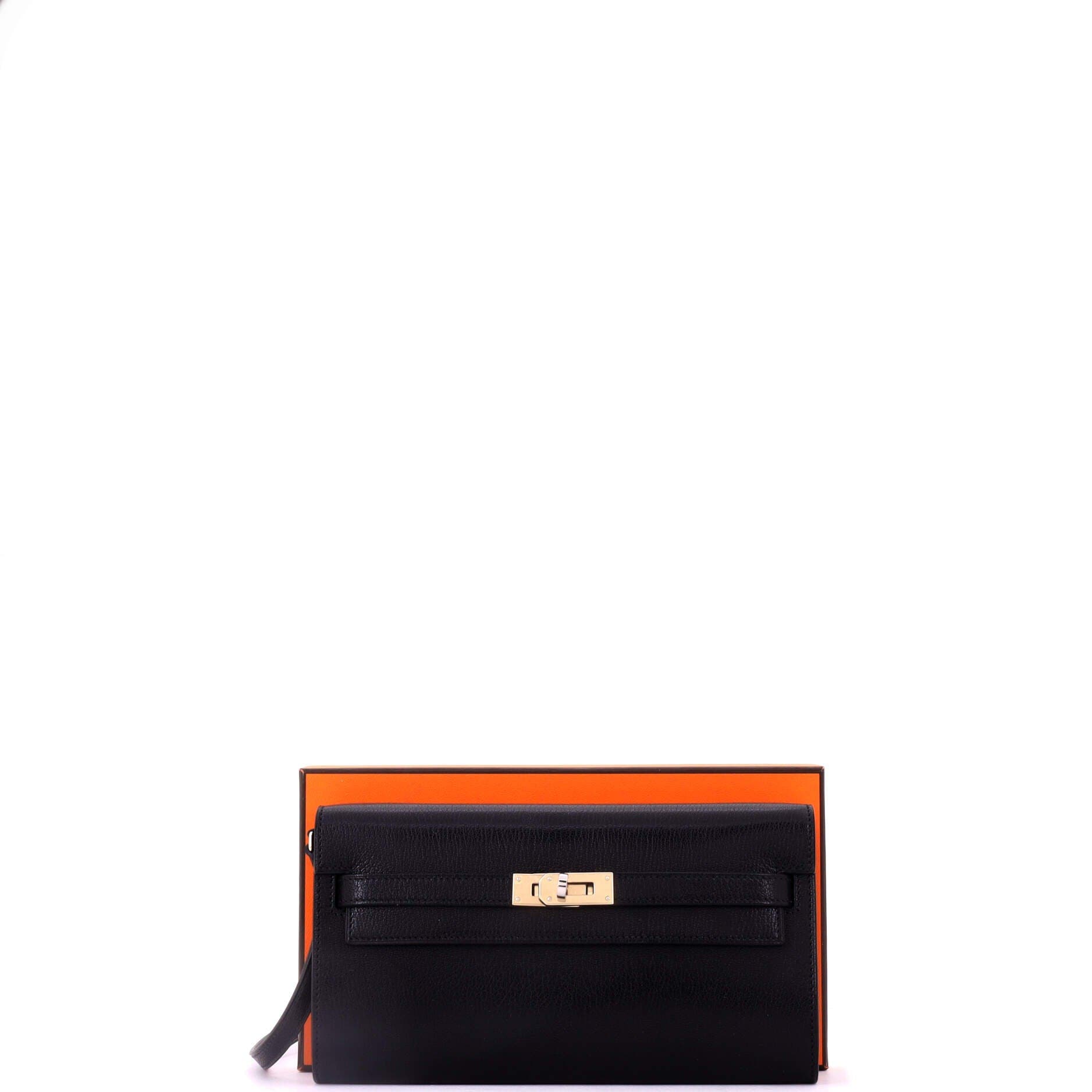 Pre-Owned Hermes Kelly To Go Wallet Chevre Mysore, Alternate, color, Noir