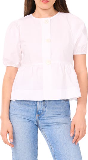 1.STATE Puff Sleeve Peplum Top | Nordstromrack