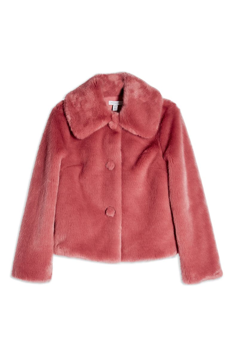Topshop Anne Faux Fur Crop Coat, Alternate, color,