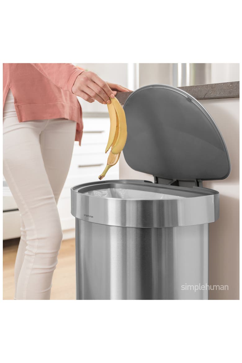 45L semi-round step can, Alternate, color, BRUSHED