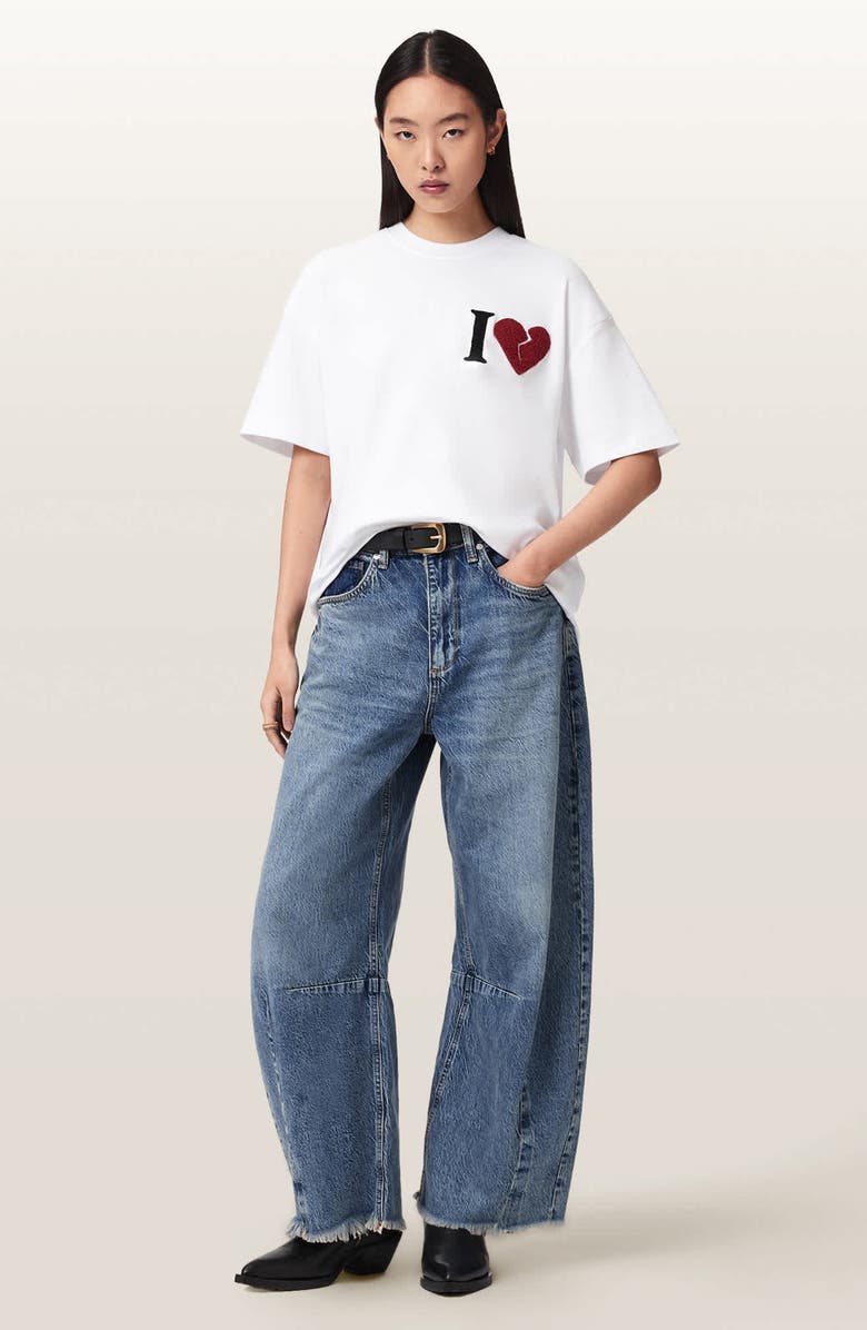 AllSaints Heart Etta Appliqué T-Shirt, Alternate, color, Optic White