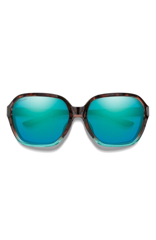 Smith Whitney 61mm Chromapop™ Polarized Wraparound Square Sunglasses In Opal Fade/opal Mirror
