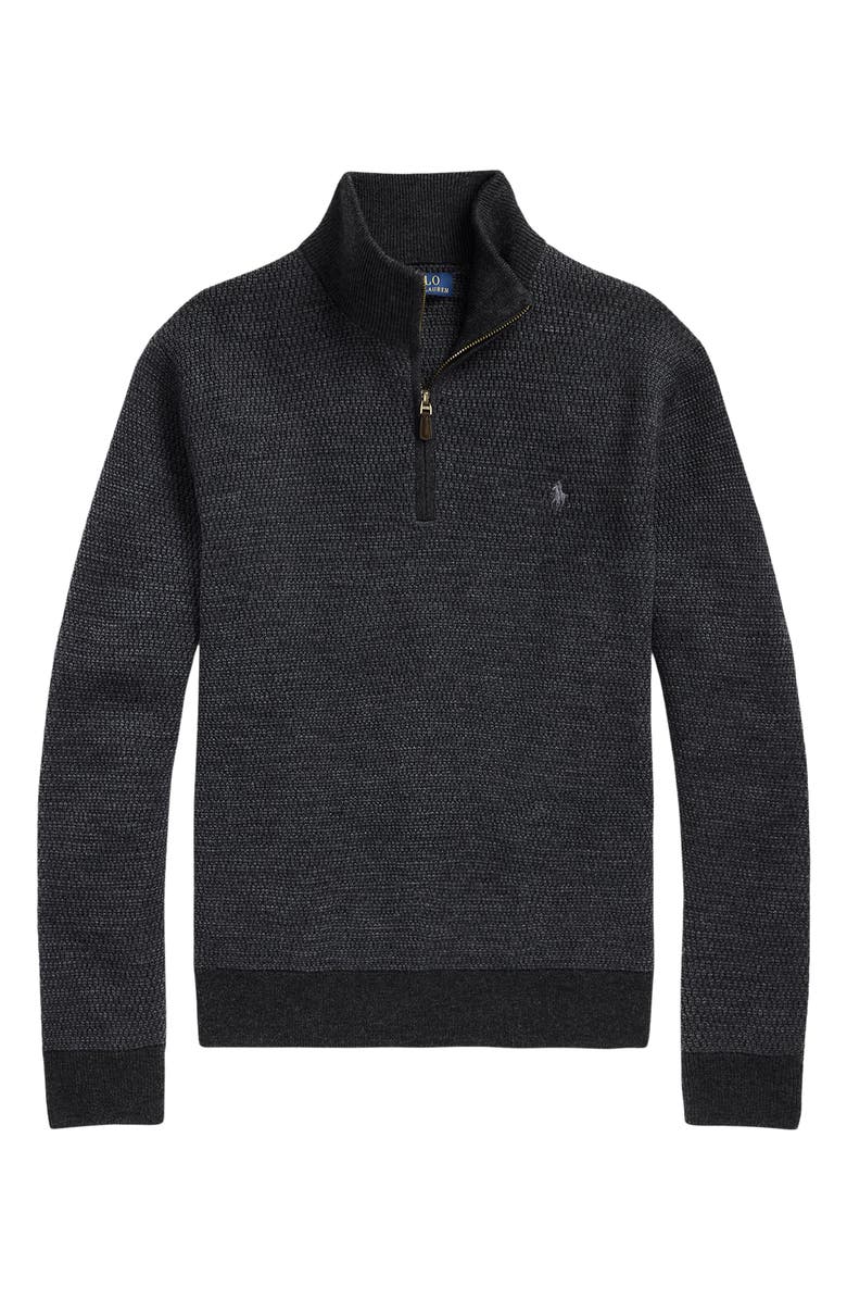 Polo Ralph Lauren Textured Wool Quarter Zip Sweater, Alternate, color, 
