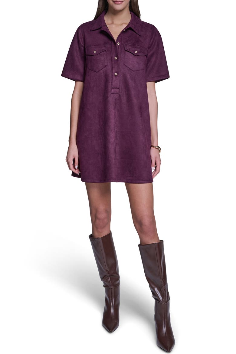 Faux Suede Shift Minidress, Main, color, WINE