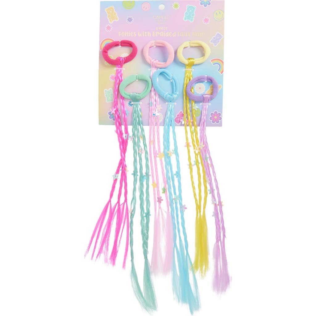 Capelli New York Kids' 6-pack Braided Faux Hair Ponytail Holders