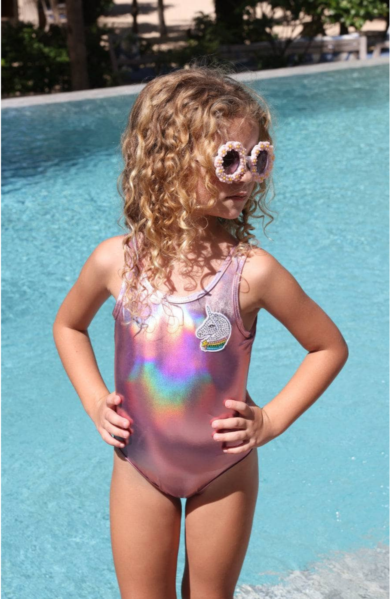 Lola + The Boys Bella Unicorn Swimsuit, Alternate, color, Pink