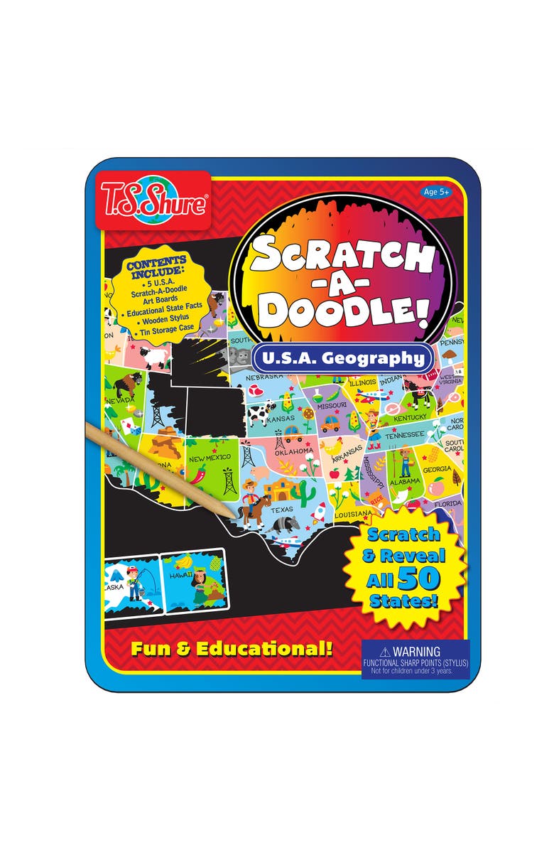 Bendon T.S. Shure Scratchadoodle Usa Learning Tin, Main, color, Multicolored