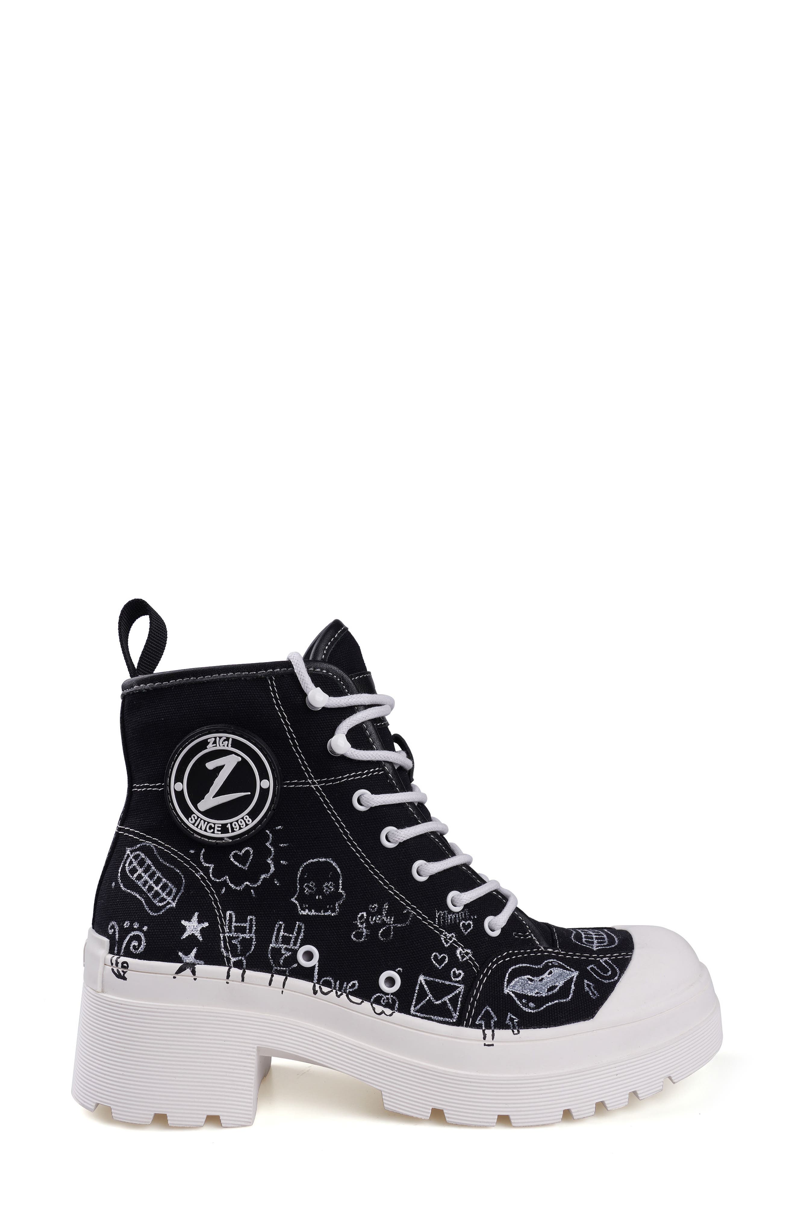 ZIGI Belisa Platform High Top Sneaker, Alternate, color, Black Canvas