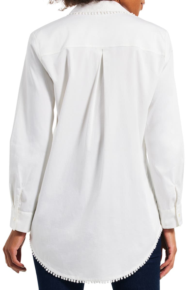 NIC+ZOE Roundabout Picot Trim Stretch Cotton Button-Up Shirt, Alternate, color, 