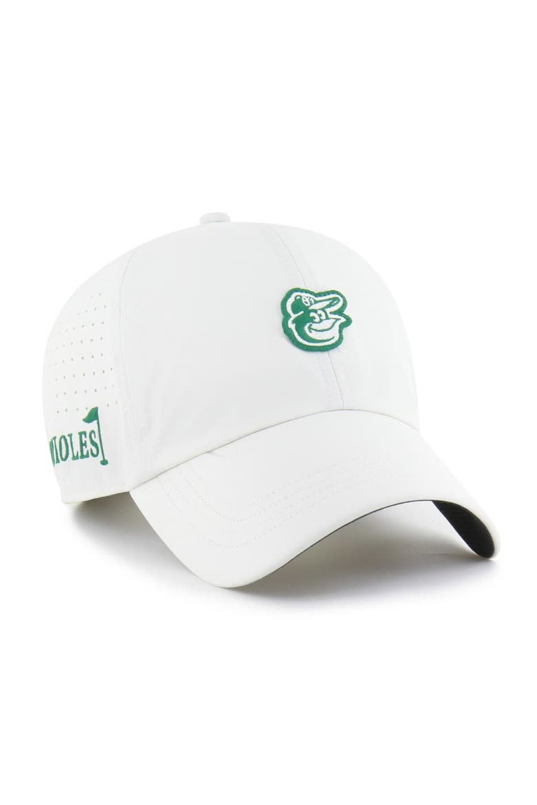Men's '47 White Baltimore Orioles Elevated Greens Clean Up Adjustable Hat, Main, color, White