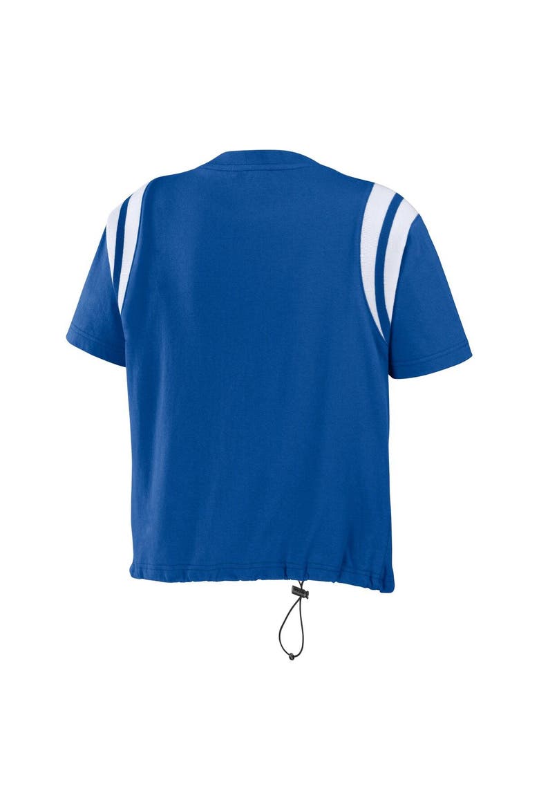 Women's WEAR by Erin Andrews Royal Los Angeles Dodgers Cinched Colorblock T-Shirt, Alternate, color, Royal