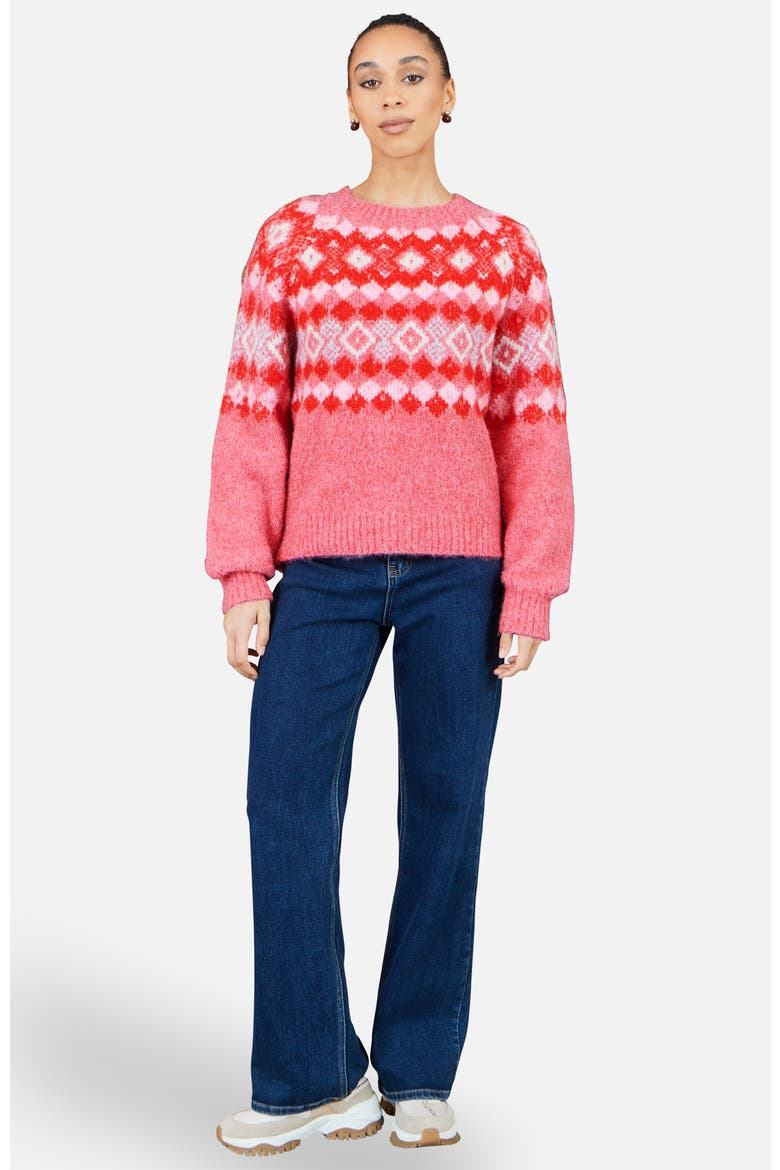 Fairisle Wool Blend Relaxed Jumper, Alternate, color, Red