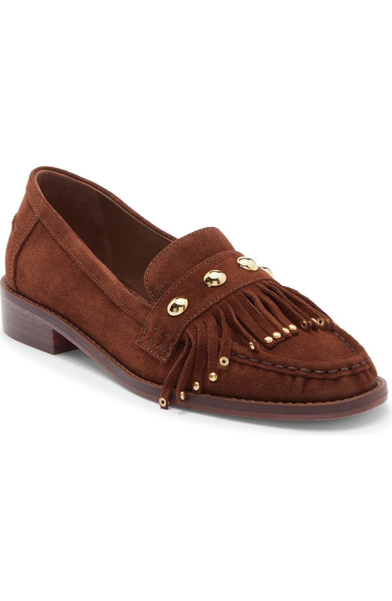 Cinq à Sept Gina Studded Loafer, Main, color, Dark Sepia