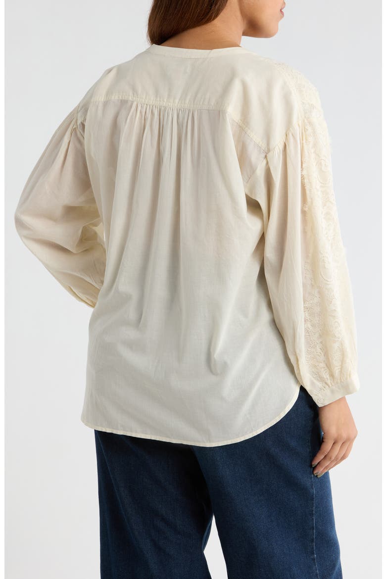 Lace Half Placket Top, Alternate, color, NEW IVORY