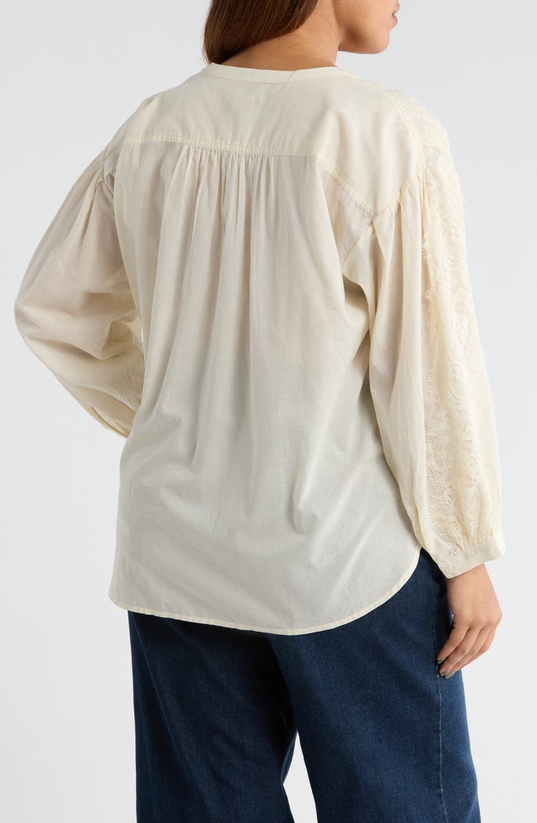 Vince Camuto Lace Half Placket Top, Alternate, color, New Ivory