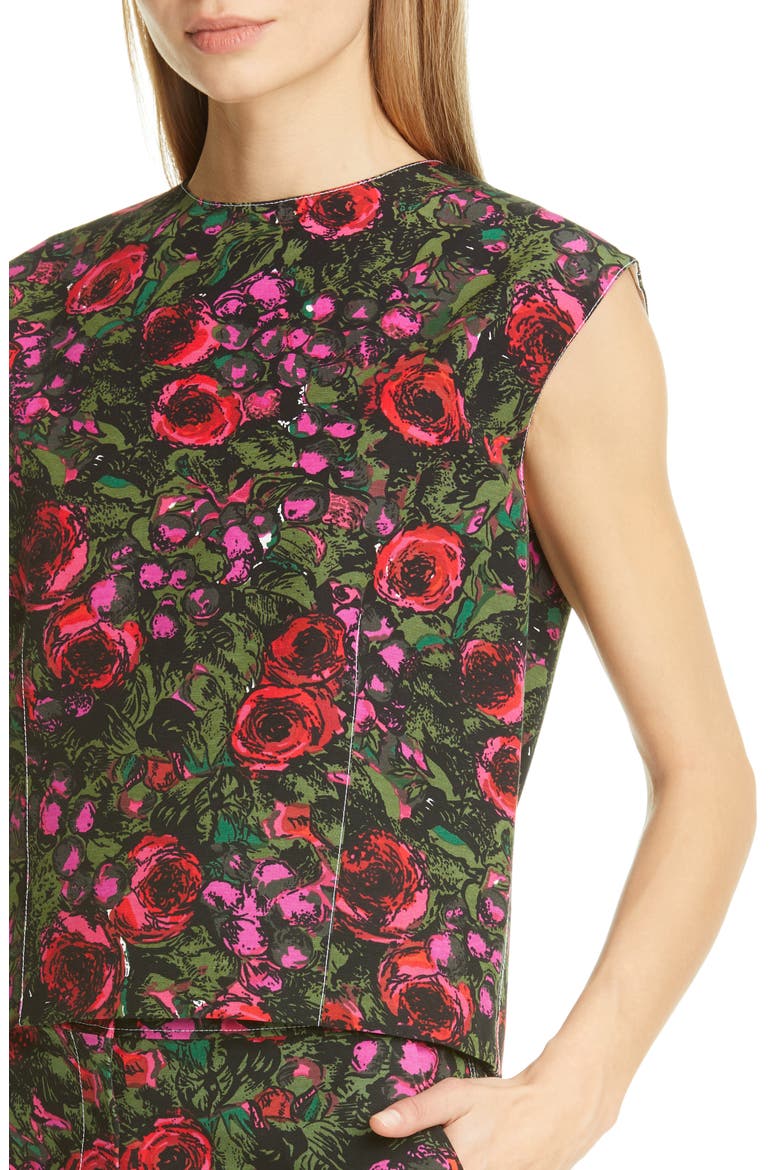 Amarcord Floral Print Faille Top, Alternate, color, AMC STARLIGHT PINK