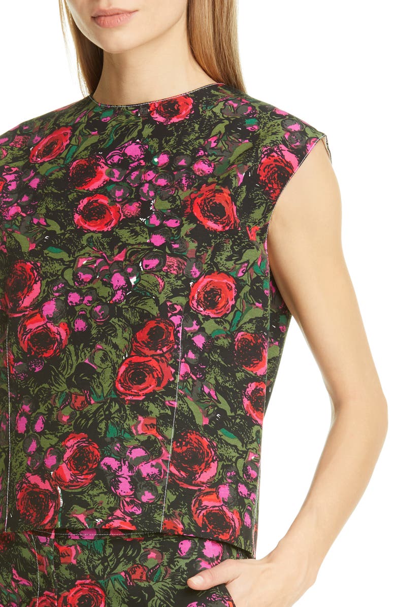 Marni Amarcord Floral Print Faille Top, Alternate, color, 