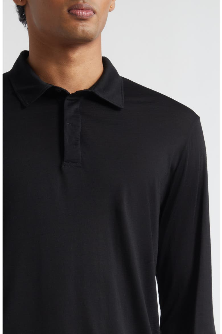 Long Sleeve Wool Jersey Polo, Alternate, color, BLACK