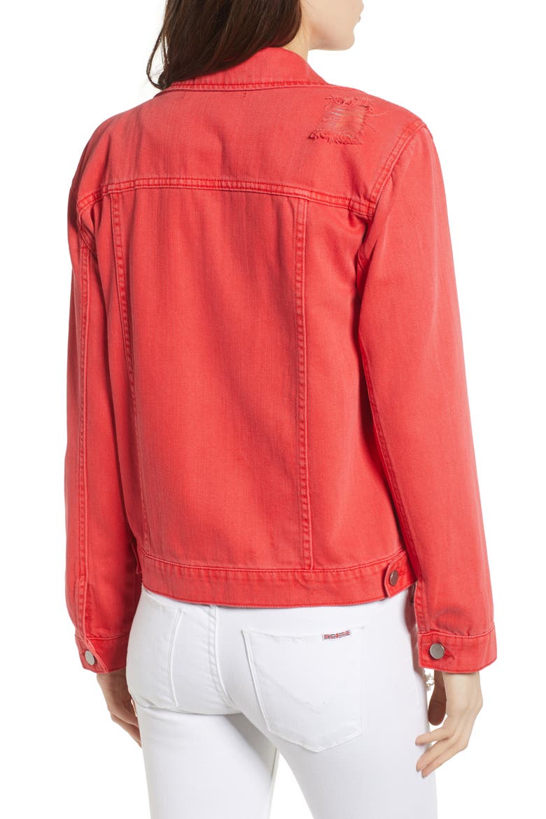 Decon Distressed Denim Jacket, Alternate, color, RED