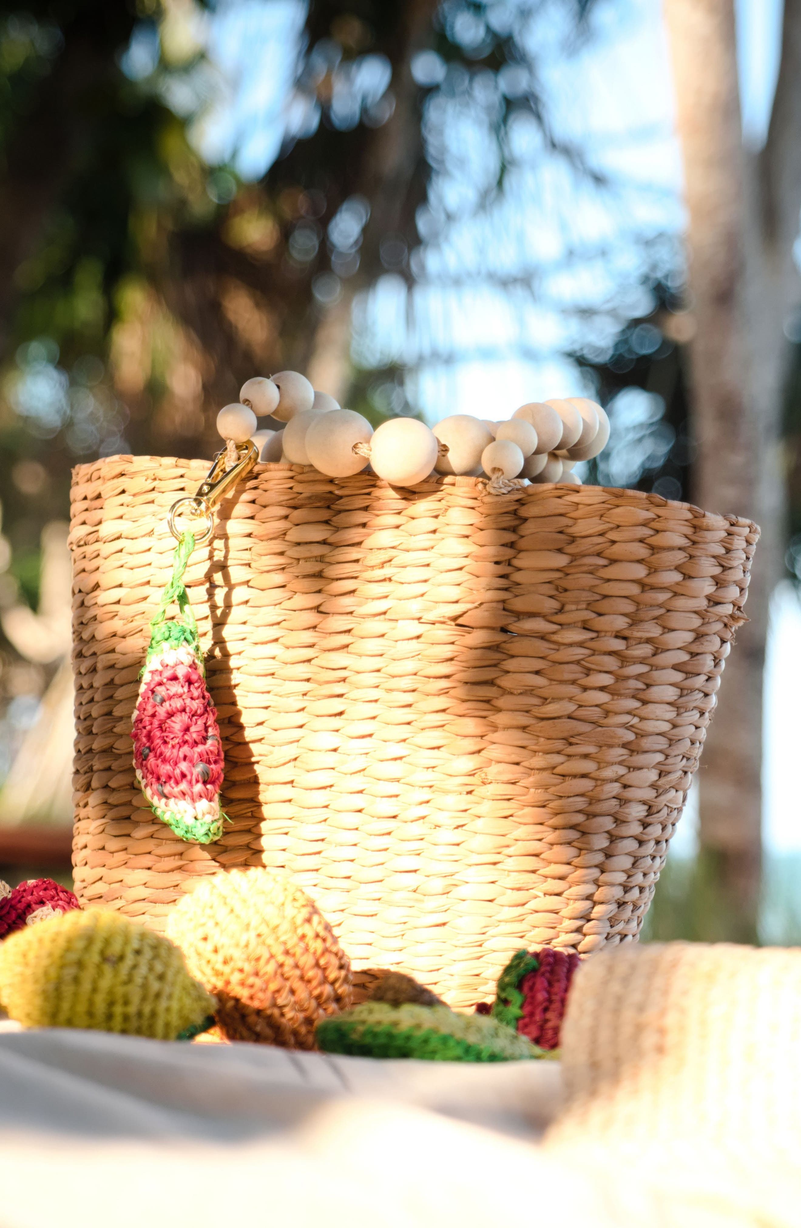 LIKHA Watermelon Raffia Bag Charm, Alternate, color, Red