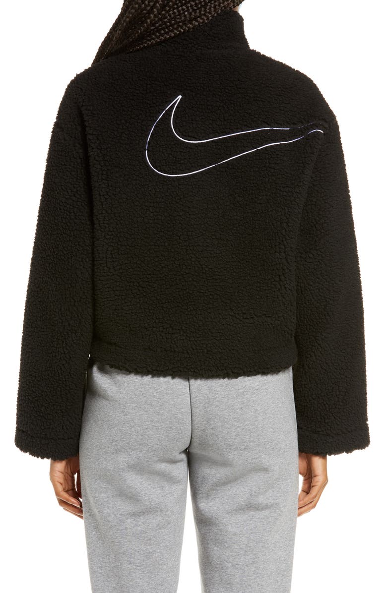Nike Swoosh Faux Fur Jacket, Alternate, color, 