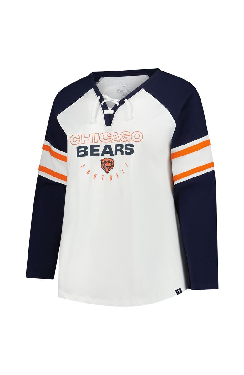 FANATICS Women's Fanatics White Chicago Bears Plus Size Redzone Lace Up Long Sleeve T-Shirt, Alternate, color, White