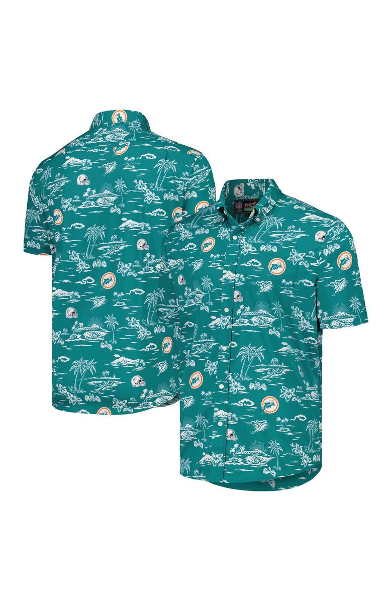 Reyn Spooner Men's Reyn Spooner Aqua Miami Dolphins Throwback Kekai Print Button-Up Shirt, Main, color, Aqua