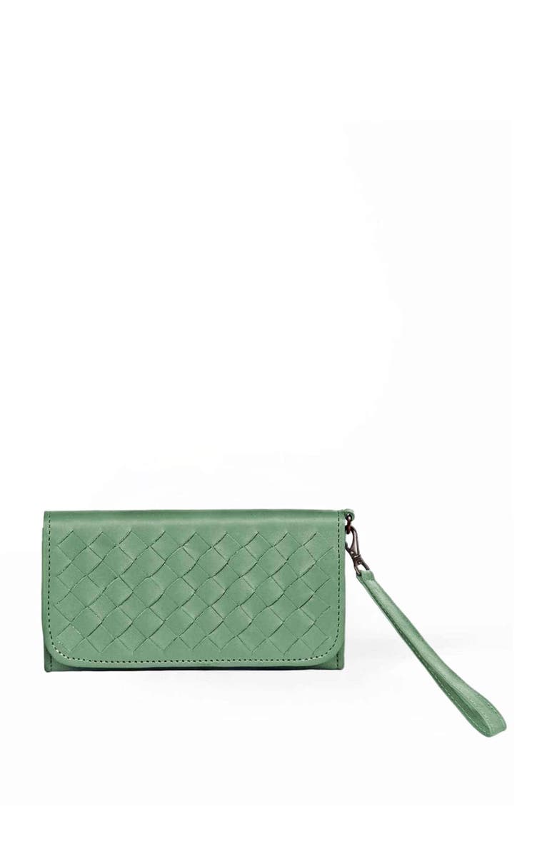 Deux Mains Woven Wristlet Wallet, Main, color, Sage Green