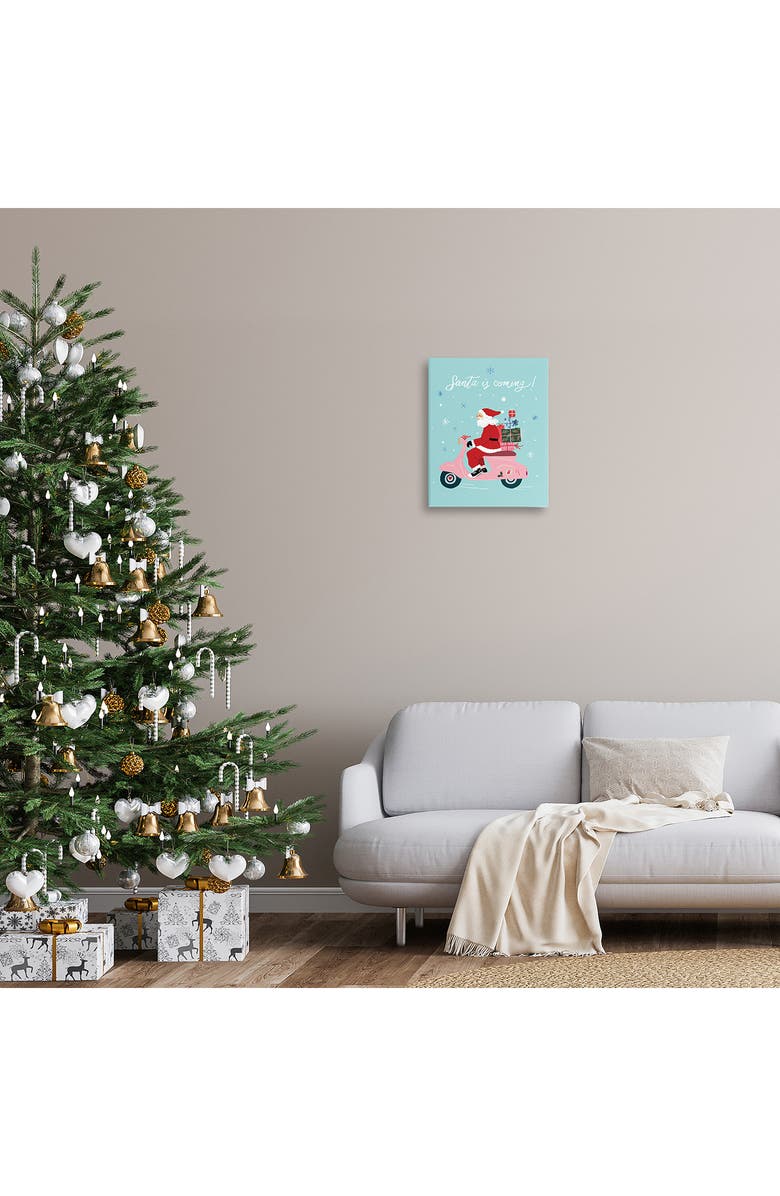 Stupell Industries Santa On Moped Scooter Canvas Wall Art, Alternate, color, Blue