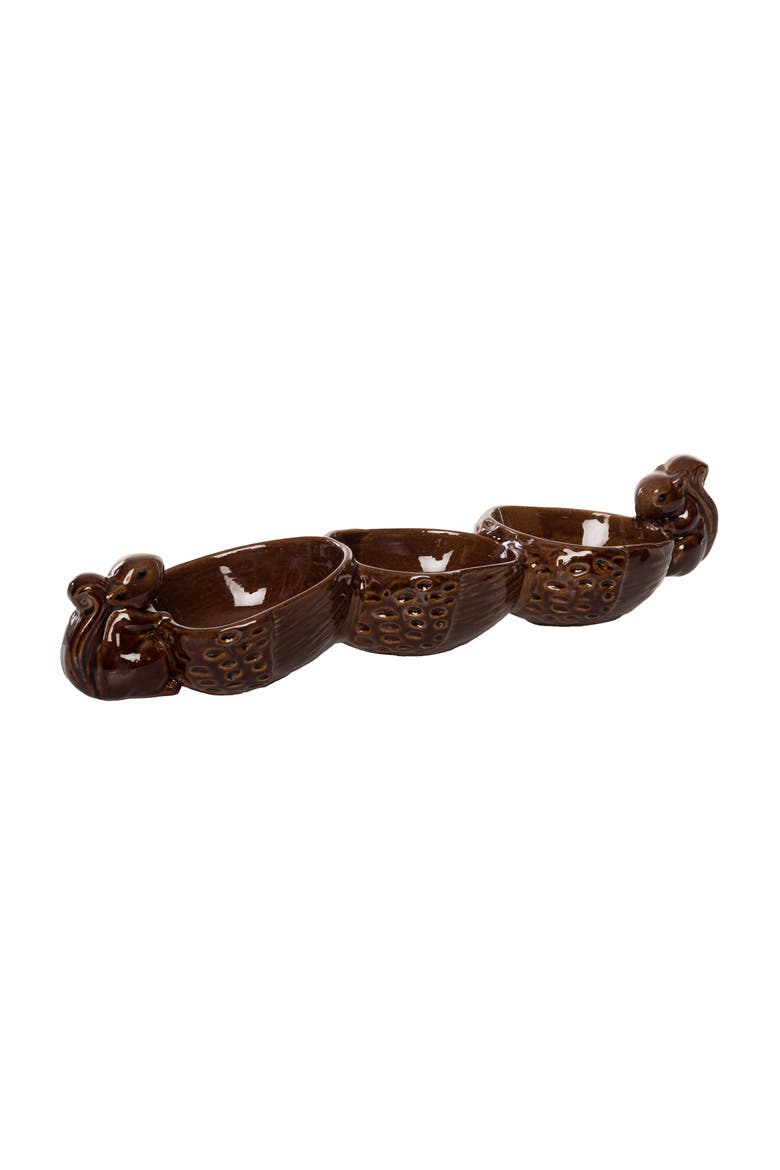 Brown Harvest Squirrel Acorn Bowl Decorative Ceramic Stoneware, Alternate, color, Brown