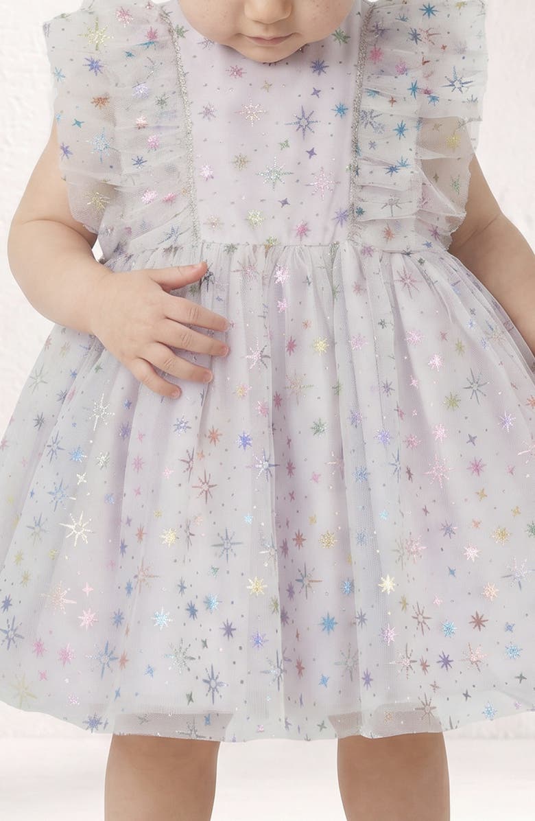 Pippa & Julie Kids' Fallon Glitter Star Sleeveless Tulle Dress, Alternate, color, Lilac