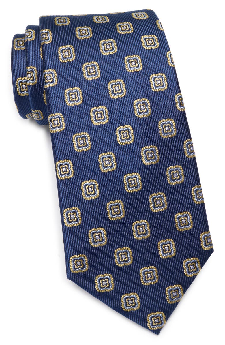Duchamp Medallion Silk Tie, Main, color, Navy
