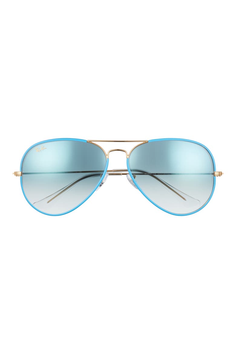 Aviator Full Color 62mm Pilot Sunglasses, Main, color, LGT BLUE GOLD/ CLEAR GRAD BLUE