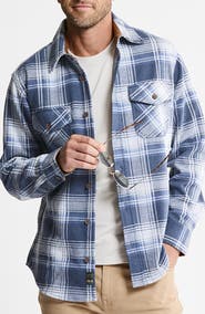 JACHS Plaid Long Sleeve Knit Flannel Button-Up Shirt