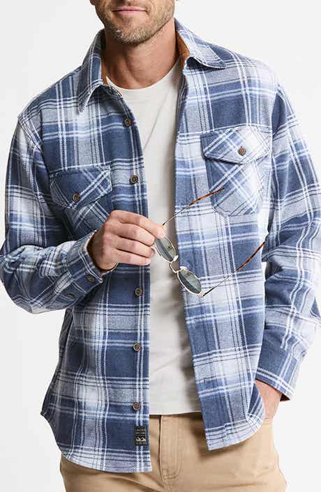 Plaid Long Sleeve Knit Flannel Button-Up Shirt
