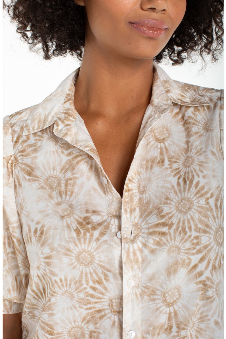 Floral Print Puff Sleeve Shirt, Alternate, color, TAN WHITE FLORAL