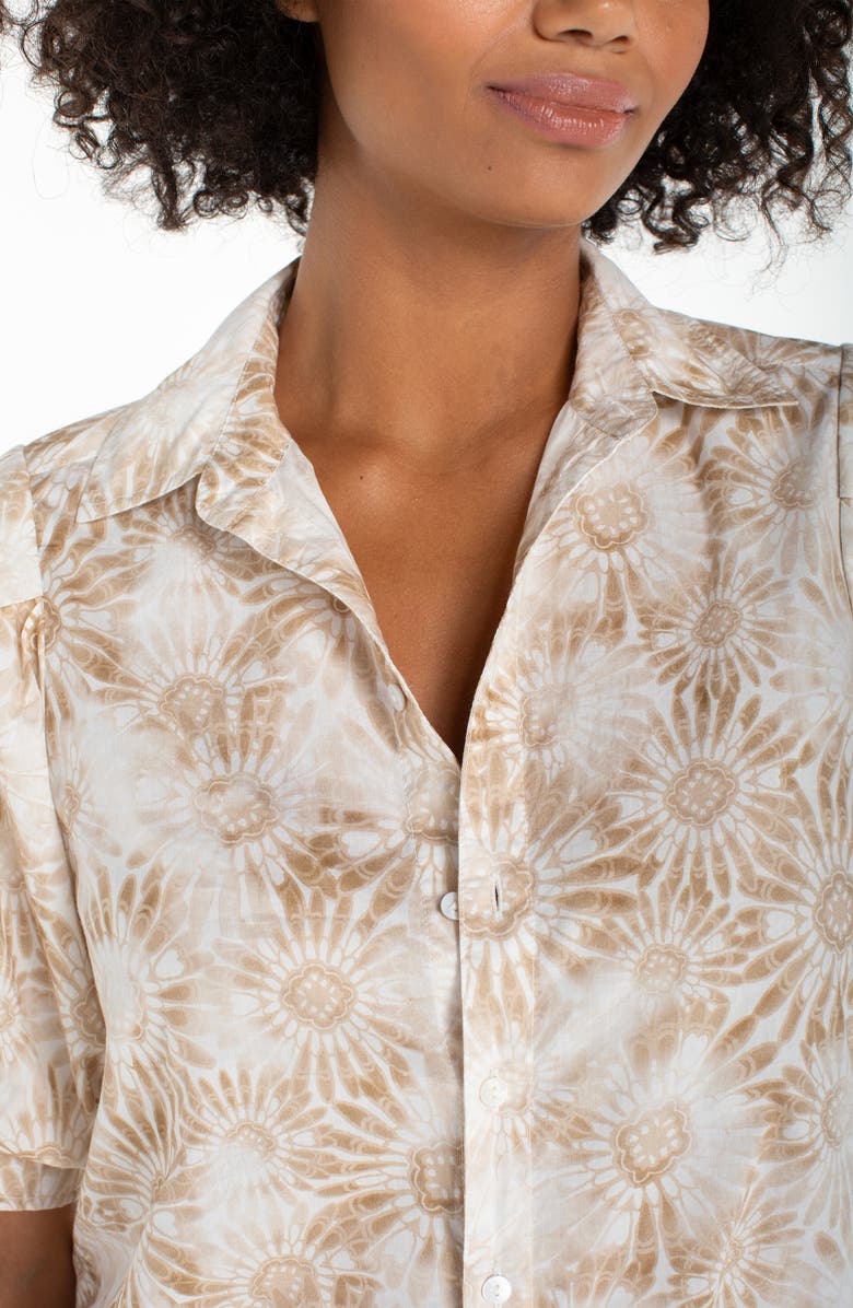 Liverpool Floral Print Puff Sleeve Shirt, Alternate, color, Tan White Floral