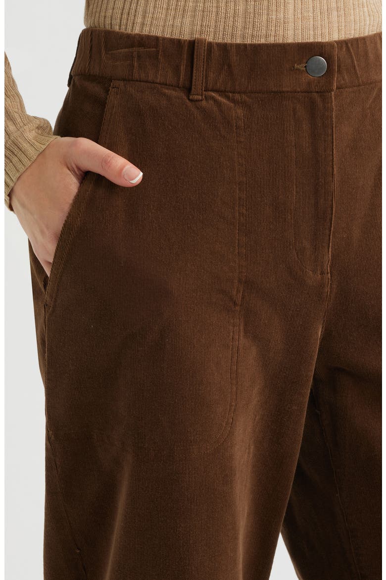 Stretch Organic Cotton Corduroy Arch Wide Leg Ankle Pants, Alternate, color, MAHOGANY