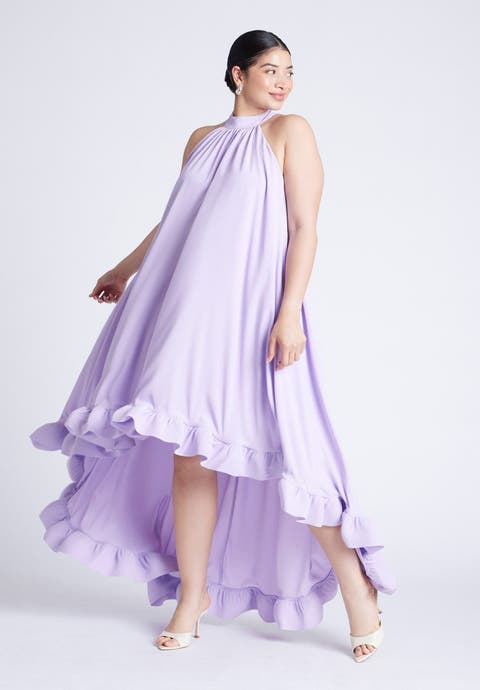 High Low Dramatic Ruffle Detail Dress