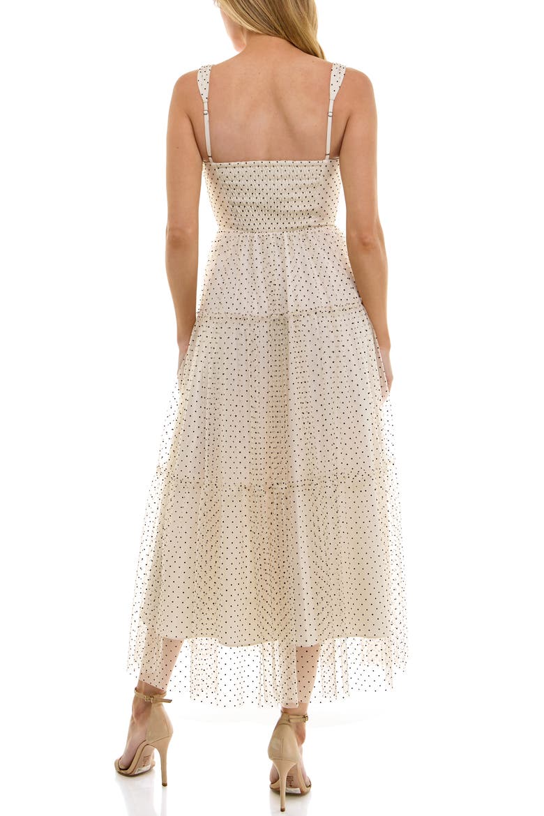 Dot Mesh Sleeveless Maxi Dress, Alternate, color, IVORY/ BLACK