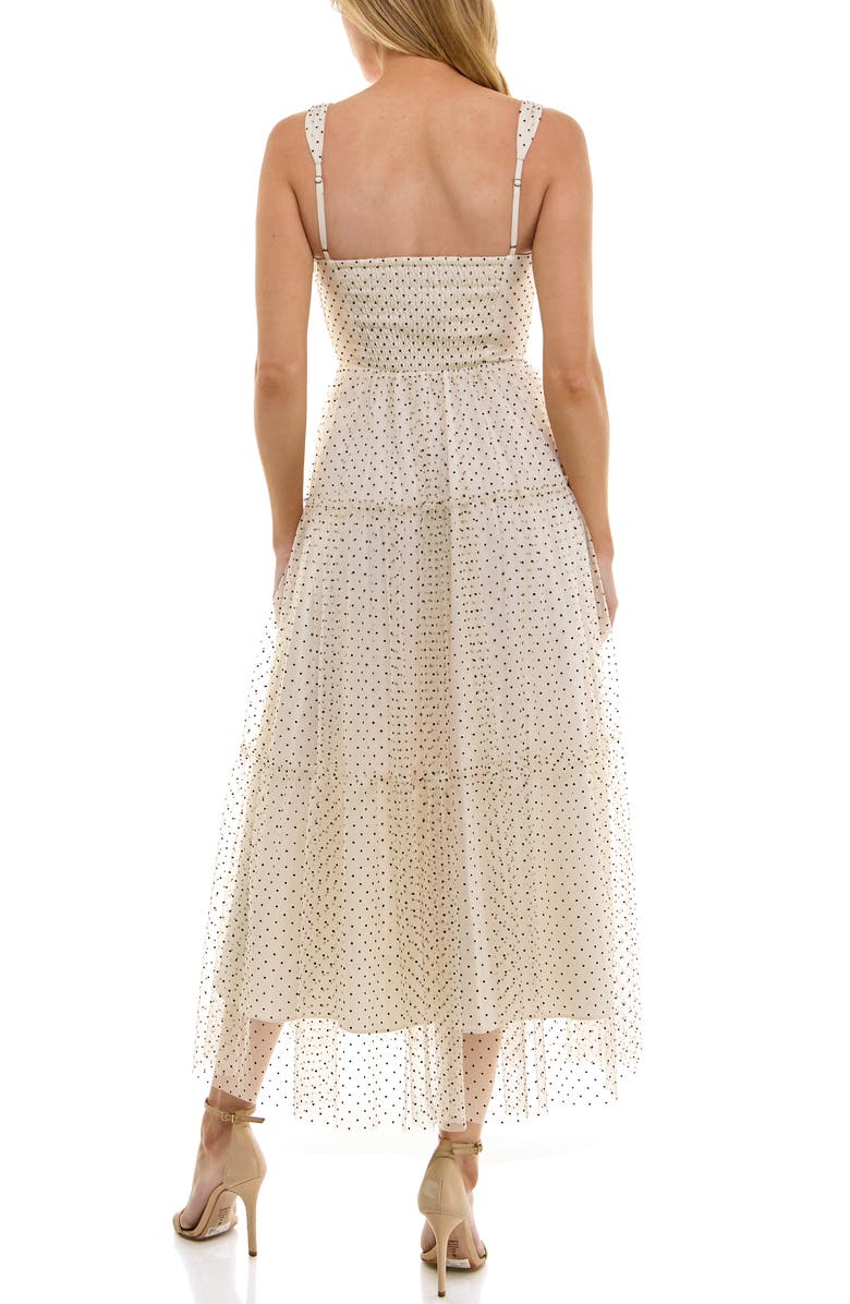 Socialite Dot Mesh Sleeveless Maxi Dress, Alternate, color, Ivory/ Black