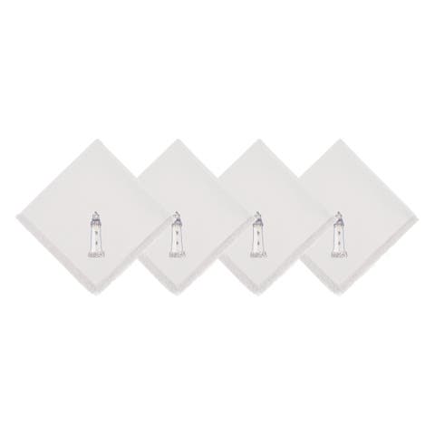 Guiding Light House Coastal Nautical Embroidered Napkins Set of 4