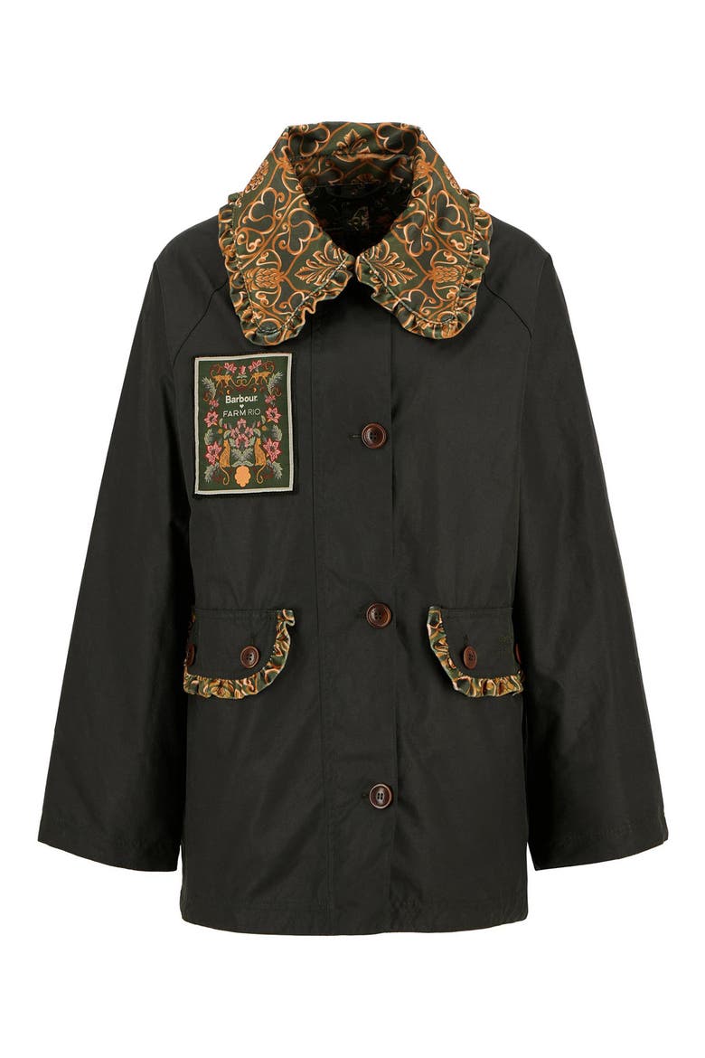 x FARM Rio Maria-Clara Waxed Jacket, Alternate, color, FERN/GREEN HEART PRI