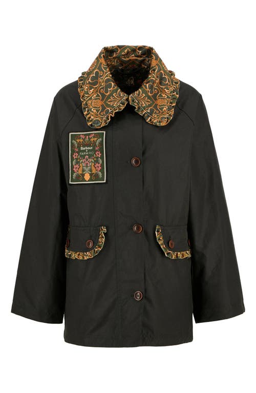 Barbour X Farm Rio Waxed Cotton Maria-clara Jacket In Multi