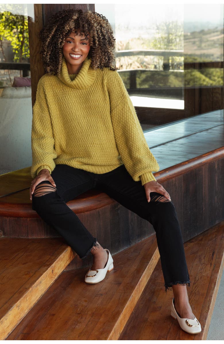 PinkBlush Cut Hem Open Knee Straight Leg Maternity Jeans, Alternate, color, 