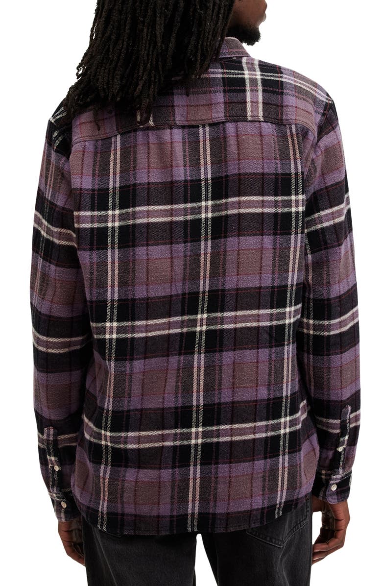 AllSaints Buzzard Plaid Cotton Flannel Button-Up Shirt, Alternate, color, 