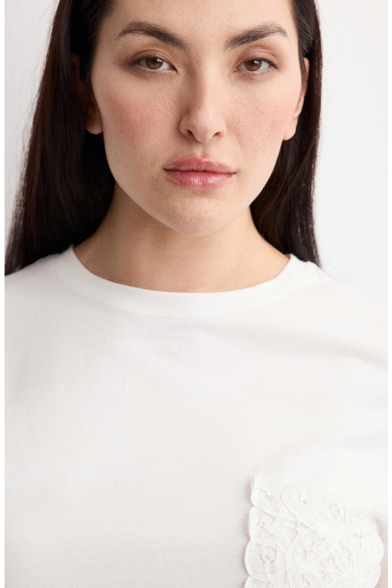 Embroidered Cotton T-Shirt, Alternate, color, OFF WHITE