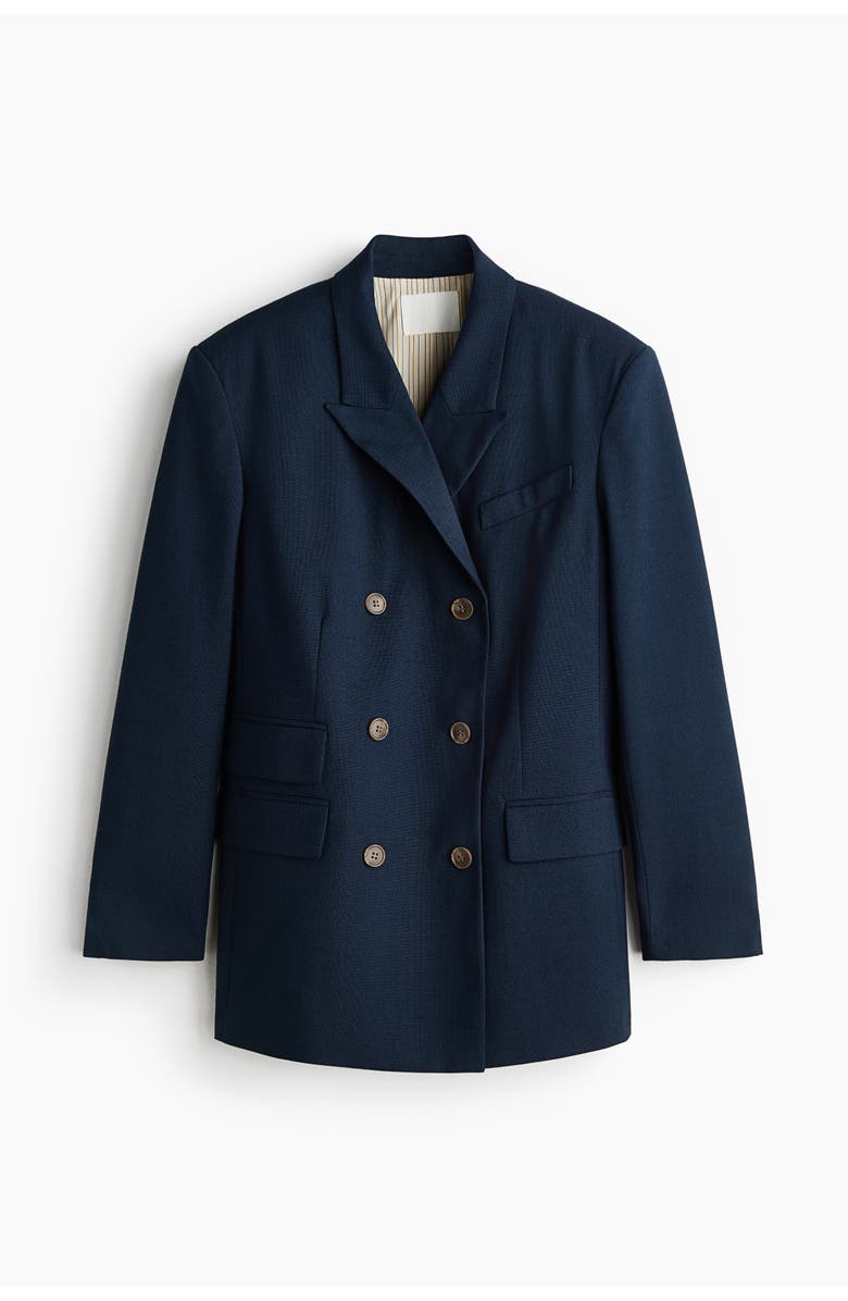 H&M Oversized double-breasted blazer, Alternate, color, Dark Blue