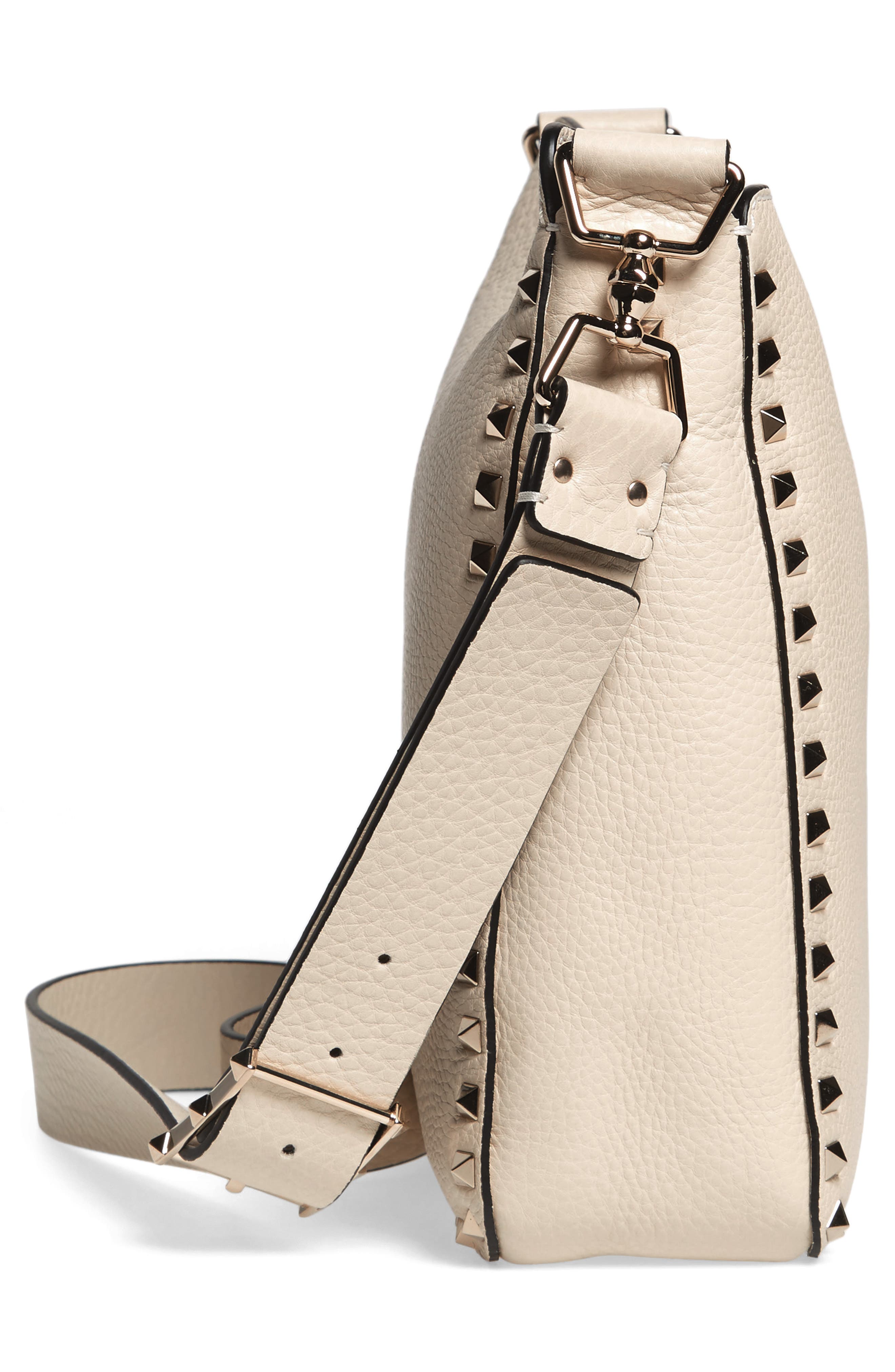 Valentino Garavani Small Rockstud Leather Hobo, Alternate, color, 